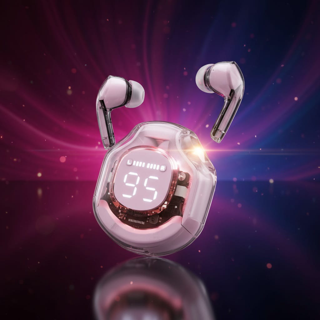 Air 39 Pro Transparent Earbuds + Free Pouch.