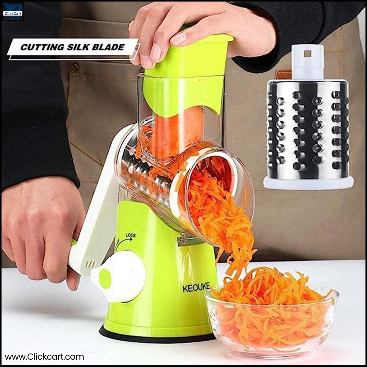 “3-in-1 Manual Vegetable Cutter & Round Drum Grater – Multi functional Slicer, Kadokash & Kitchen Cutting Machine”