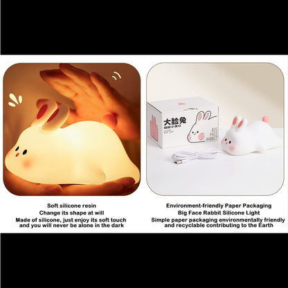 Cute Silicone Bunny Night Light for Kids | Rechargeable Touch Sensor Rabbit Lamp | Soft LED Nursery & Bedroom Light