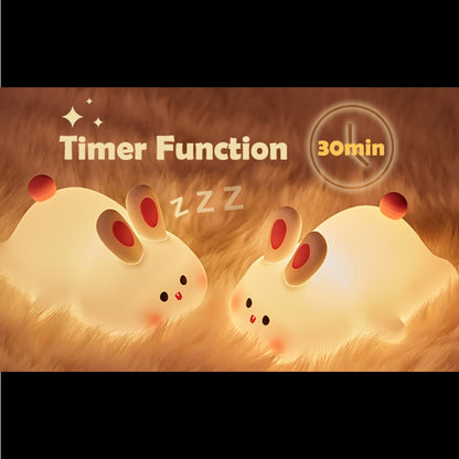 Cute Silicone Bunny Night Light for Kids | Rechargeable Touch Sensor Rabbit Lamp | Soft LED Nursery & Bedroom Light