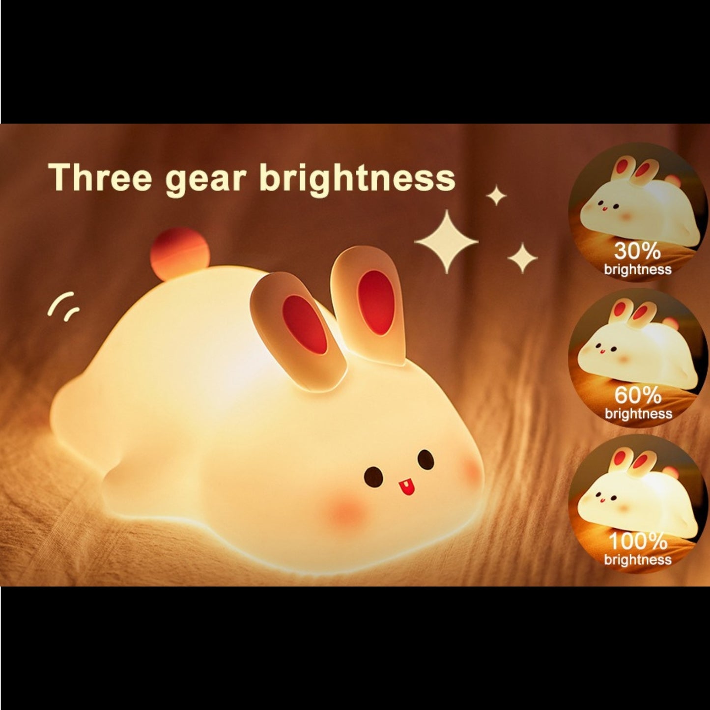 Cute Silicone Bunny Night Light for Kids | Rechargeable Touch Sensor Rabbit Lamp | Soft LED Nursery & Bedroom Light