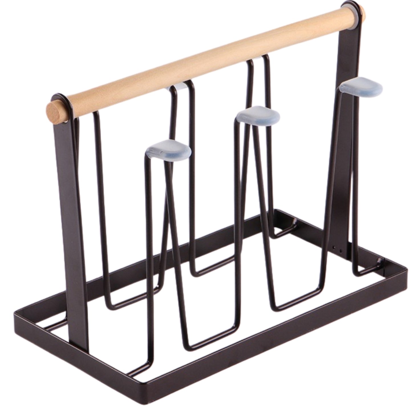 Elegant 6-Hook Iron & Wood Glass & Mug Holder