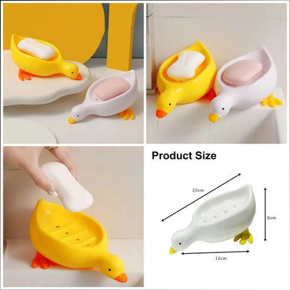 Cute Duck Shape Soap Dish with Drain | Quick Dry Bathroom Soap Holder