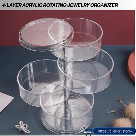 4-Layer Acrylic Rotating Jewelry Organizer | Transparent 360° Jewelry Storage Box