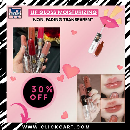 “2-in-1 Mirror Glossy Lipstick – Double-Headed Transparent, Long-Lasting & Moisturizing Makeup for Women and Girls”