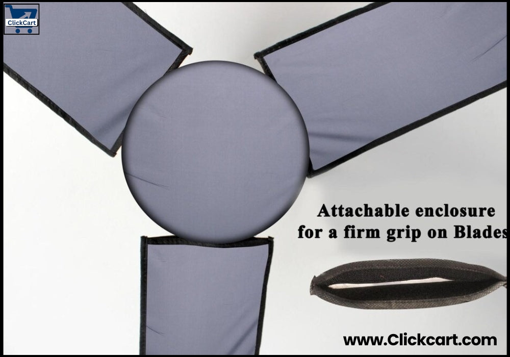 “4 Pcs Ceiling Fan Covers with Motor Cover – Grey/Black Washable & Dust-proof Set”