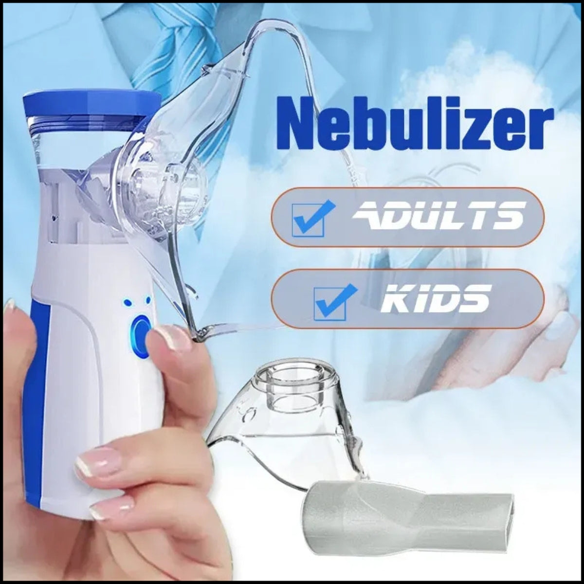 Mesh Portable Nebulizer Machine for Kids & Adults – Mini USB Inhaler, Silent Mist, Easy One-Button Use