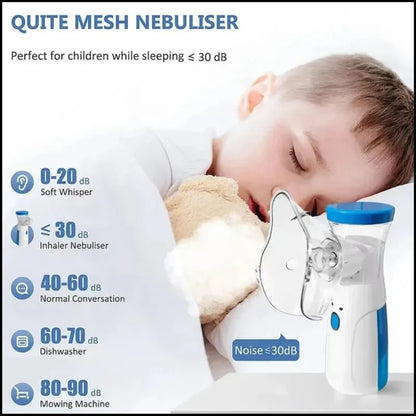 Mesh Portable Nebulizer Machine for Kids & Adults – Mini USB Inhaler, Silent Mist, Easy One-Button Use