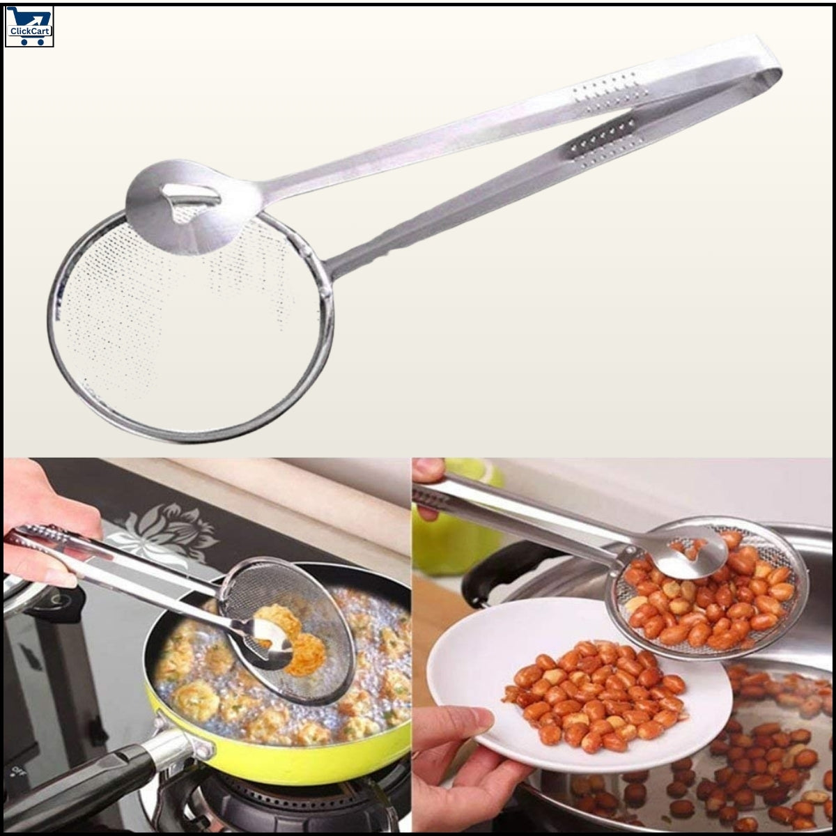 "2-in-1 Multi-Functional Filter Spoon with Clip – Oil Frying, Salad, BBQ & Kitchen Colander Utensil"