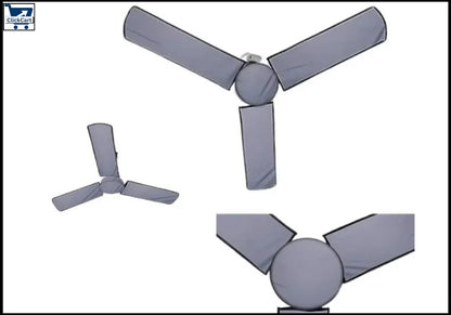 “4 Pcs Ceiling Fan Covers with Motor Cover – Grey/Black Washable & Dust-proof Set”