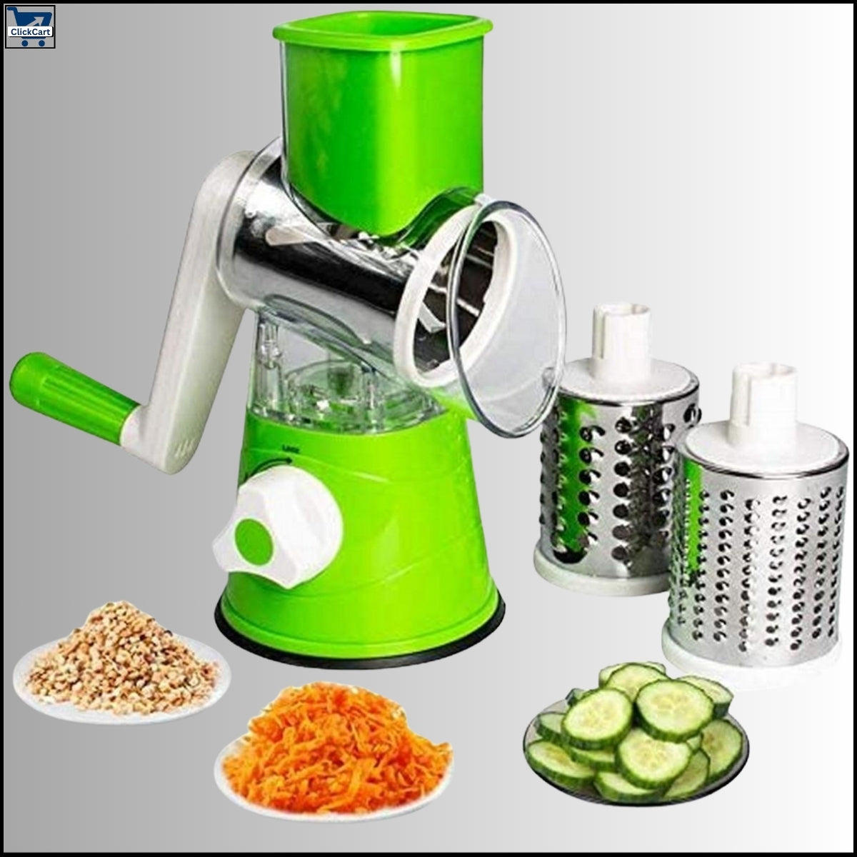 “3-in-1 Manual Vegetable Cutter & Round Drum Grater – Multi functional Slicer, Kadokash & Kitchen Cutting Machine”
