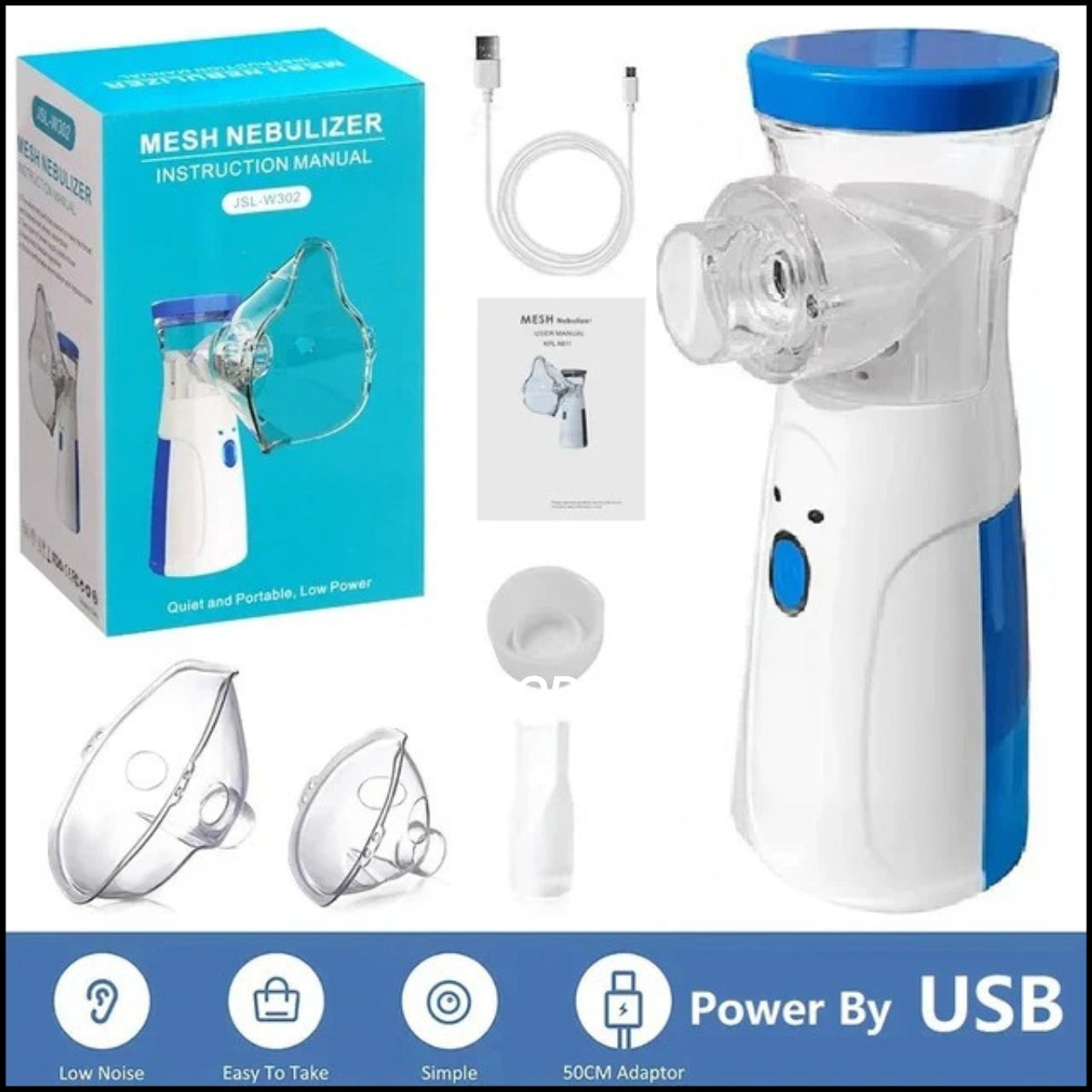 Mesh Portable Nebulizer Machine for Kids & Adults – Mini USB Inhaler, Silent Mist, Easy One-Button Use