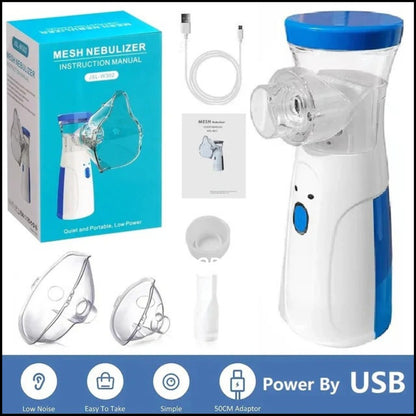 Mesh Portable Nebulizer Machine for Kids & Adults – Mini USB Inhaler, Silent Mist, Easy One-Button Use