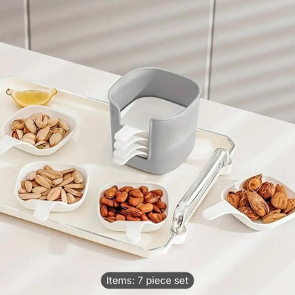 6 Pcs Dipping Sauce Plates Set with Holder | Stackable Condiment Bowls