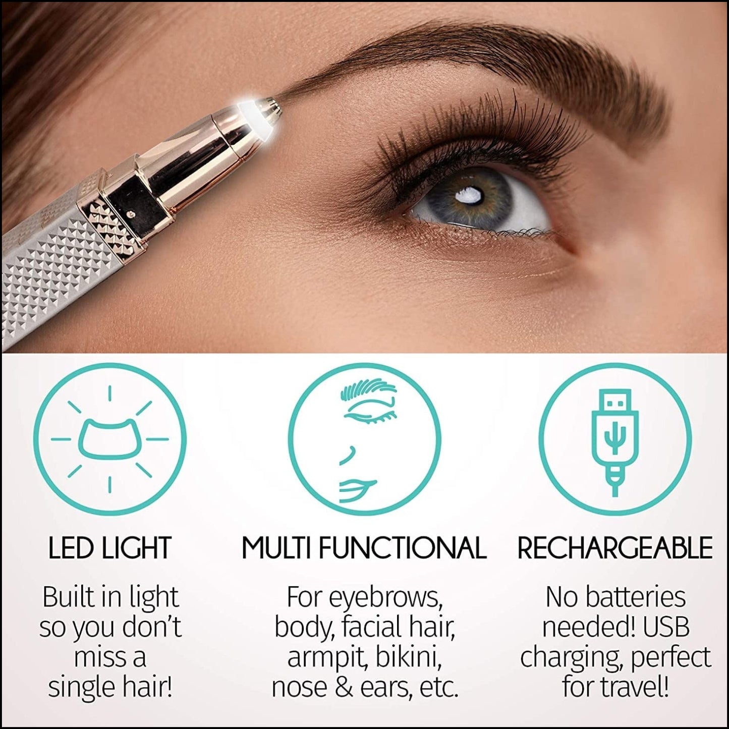 2 in 1 Rechargeable Women’s Face Hair Remover & Eyebrow Trimmer