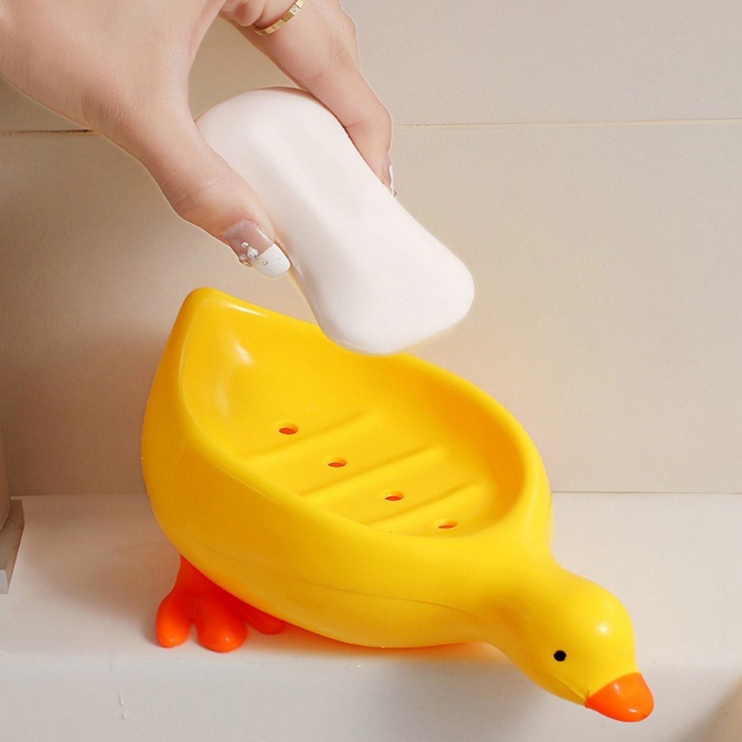 Cute Duck Shape Soap Dish with Drain | Quick Dry Bathroom Soap Holder