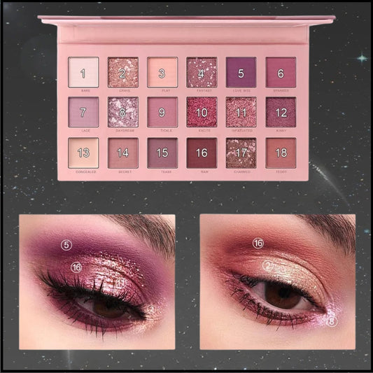 18-Color Nude Eyeshadow Palette – Long Lasting, Smooth Blend Makeup Palette