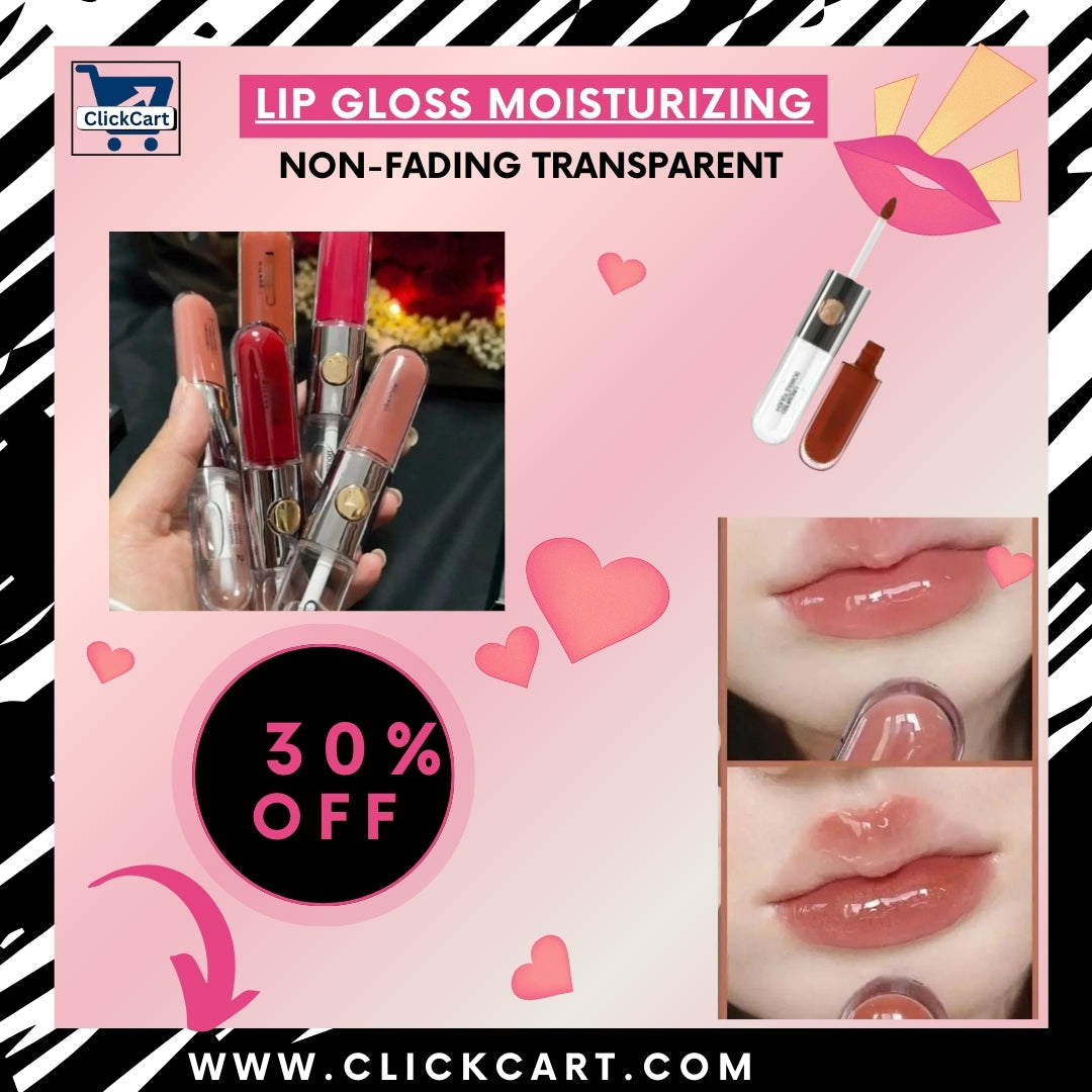 “2-in-1 Mirror Glossy Lipstick – Double-Headed Transparent, Long-Lasting & Moisturizing Makeup for Women and Girls”