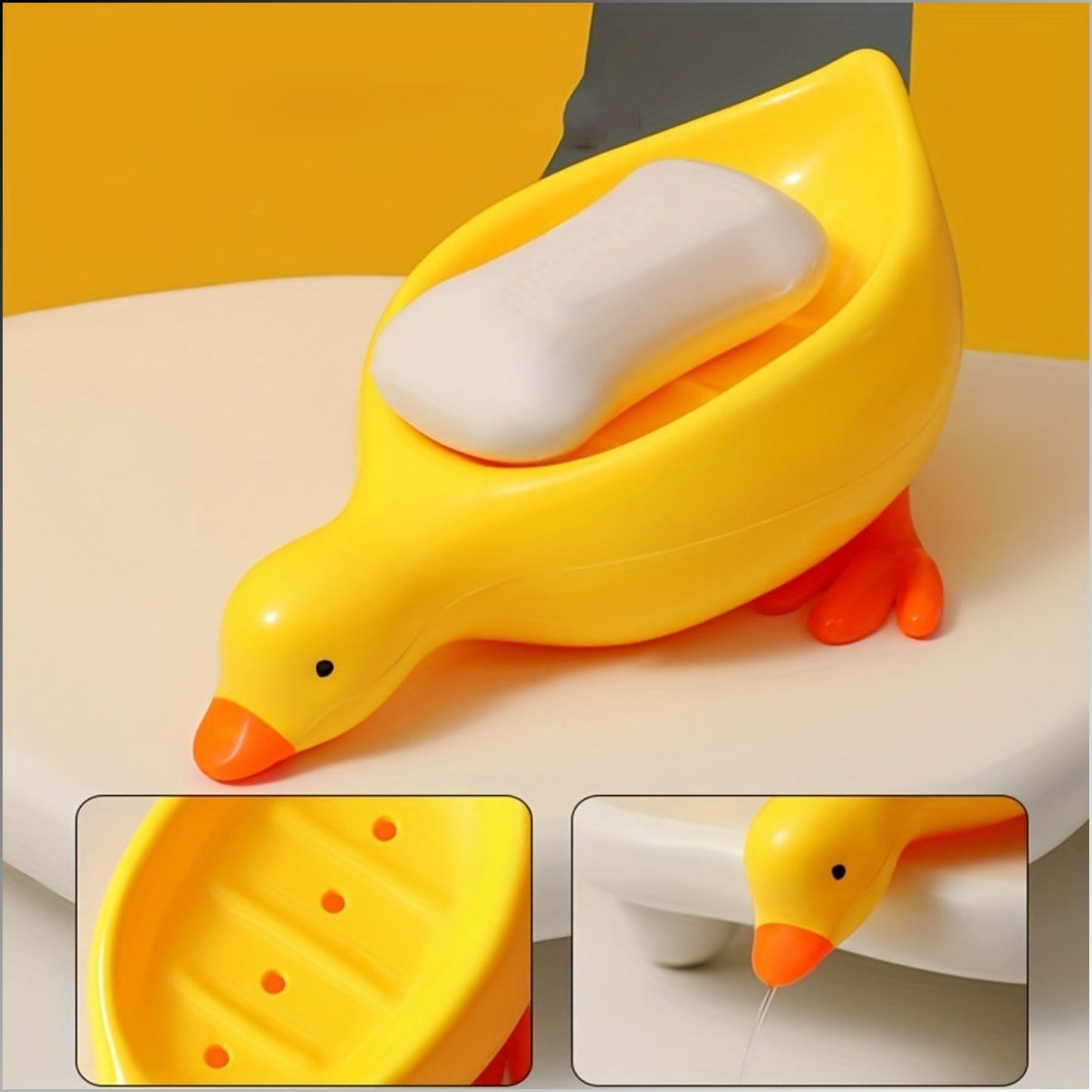 Cute Duck Shape Soap Dish with Drain | Quick Dry Bathroom Soap Holder