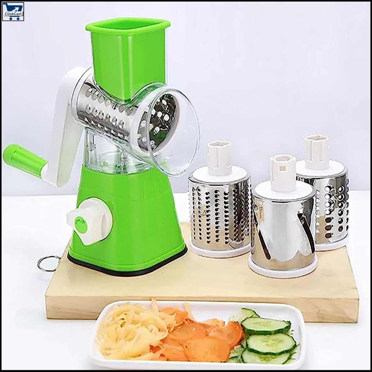 “3-in-1 Manual Vegetable Cutter & Round Drum Grater – Multi functional Slicer, Kadokash & Kitchen Cutting Machine”