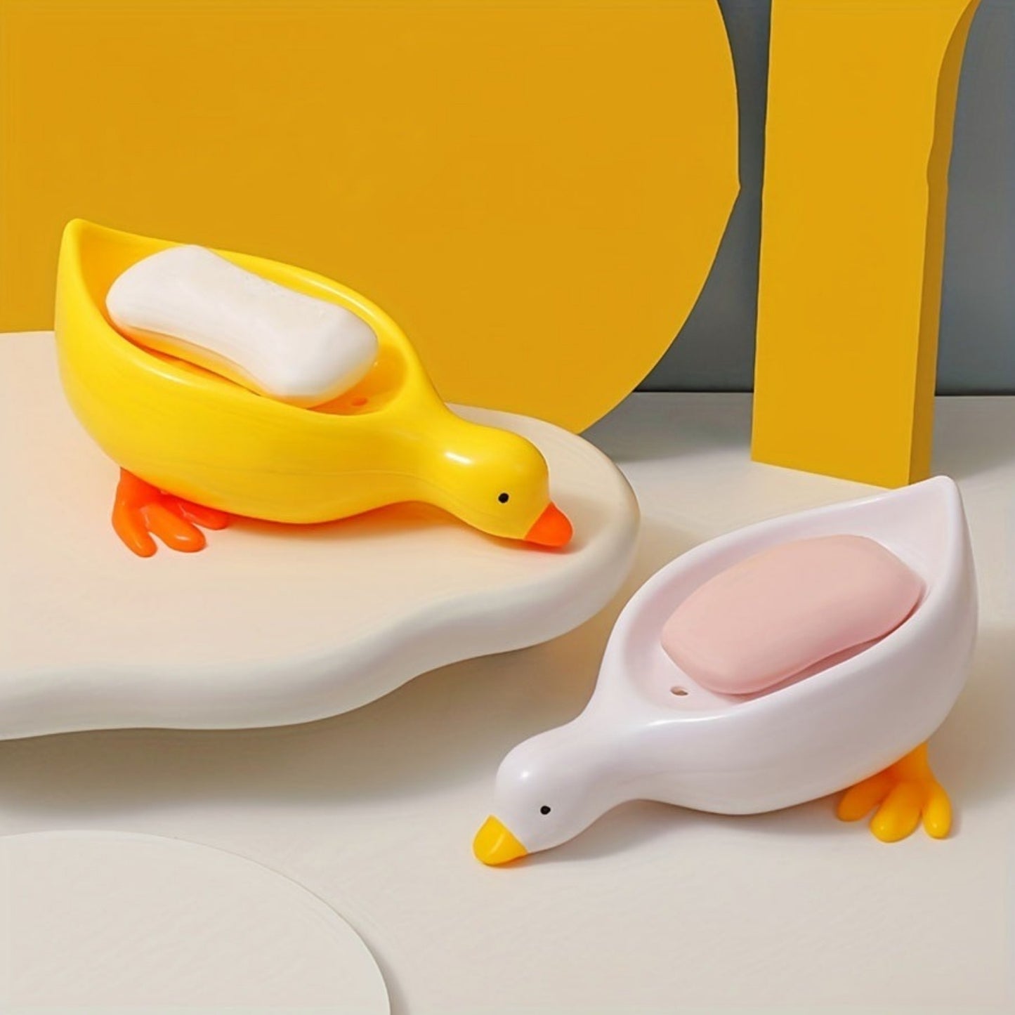Cute Duck Shape Soap Dish with Drain | Quick Dry Bathroom Soap Holder