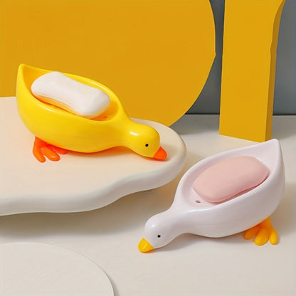 Cute Duck Shape Soap Dish with Drain | Quick Dry Bathroom Soap Holder