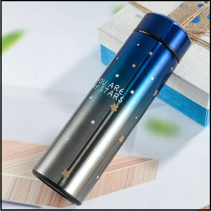 Smart LED Temperature Bottle 500ml – Hot & Cold Stainless Steel Vacuum Flask | Portable Star Design Thermos for Travel, Office & Gym