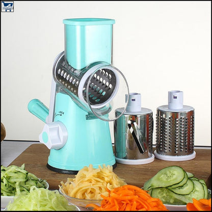 “3-in-1 Manual Vegetable Cutter & Round Drum Grater – Multi functional Slicer, Kadokash & Kitchen Cutting Machine”