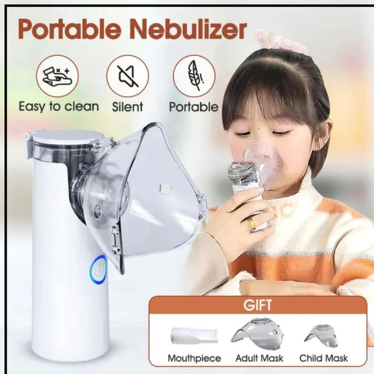 Mesh Portable Nebulizer Machine for Kids & Adults – Mini USB Inhaler, Silent Mist, Easy One-Button Use