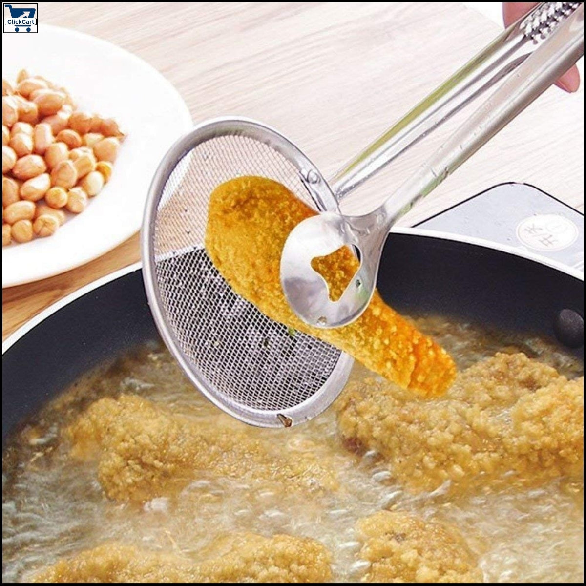 "2-in-1 Multi-Functional Filter Spoon with Clip – Oil Frying, Salad, BBQ & Kitchen Colander Utensil"