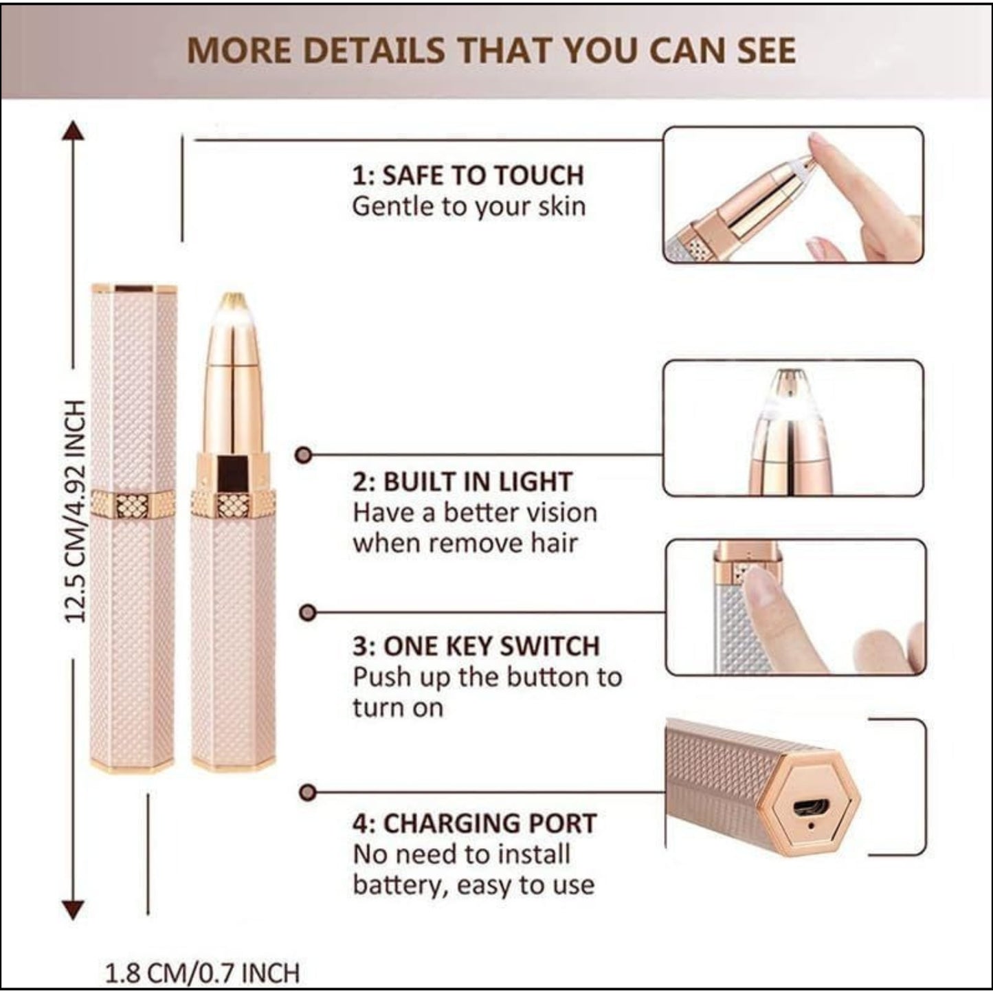 2 in 1 Rechargeable Women’s Face Hair Remover & Eyebrow Trimmer