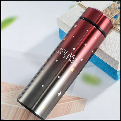 Smart LED Temperature Bottle 500ml – Hot & Cold Stainless Steel Vacuum Flask | Portable Star Design Thermos for Travel, Office & Gym