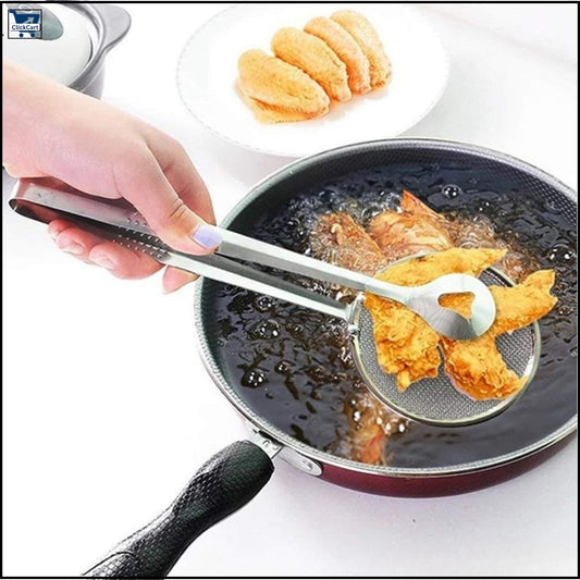"2-in-1 Multi-Functional Filter Spoon with Clip – Oil Frying, Salad, BBQ & Kitchen Colander Utensil"