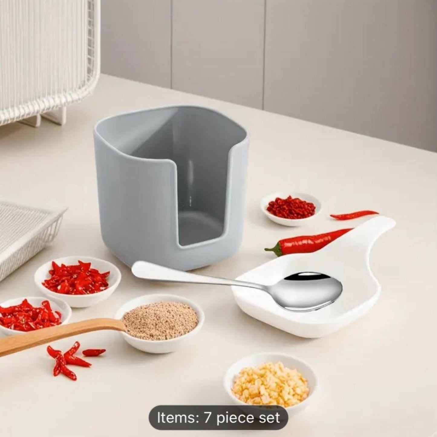 6 Pcs Dipping Sauce Plates Set with Holder | Stackable Condiment Bowls