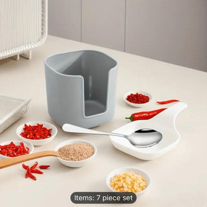 6 Pcs Dipping Sauce Plates Set with Holder | Stackable Condiment Bowls