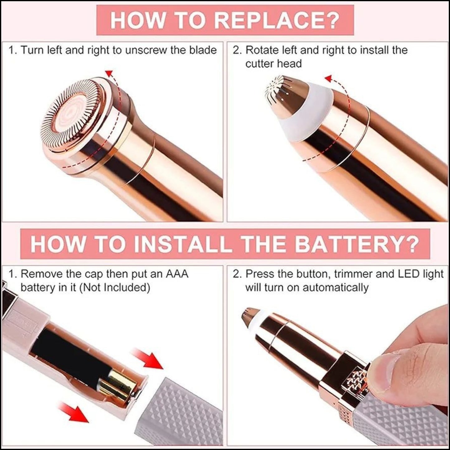 2 in 1 Rechargeable Women’s Face Hair Remover & Eyebrow Trimmer