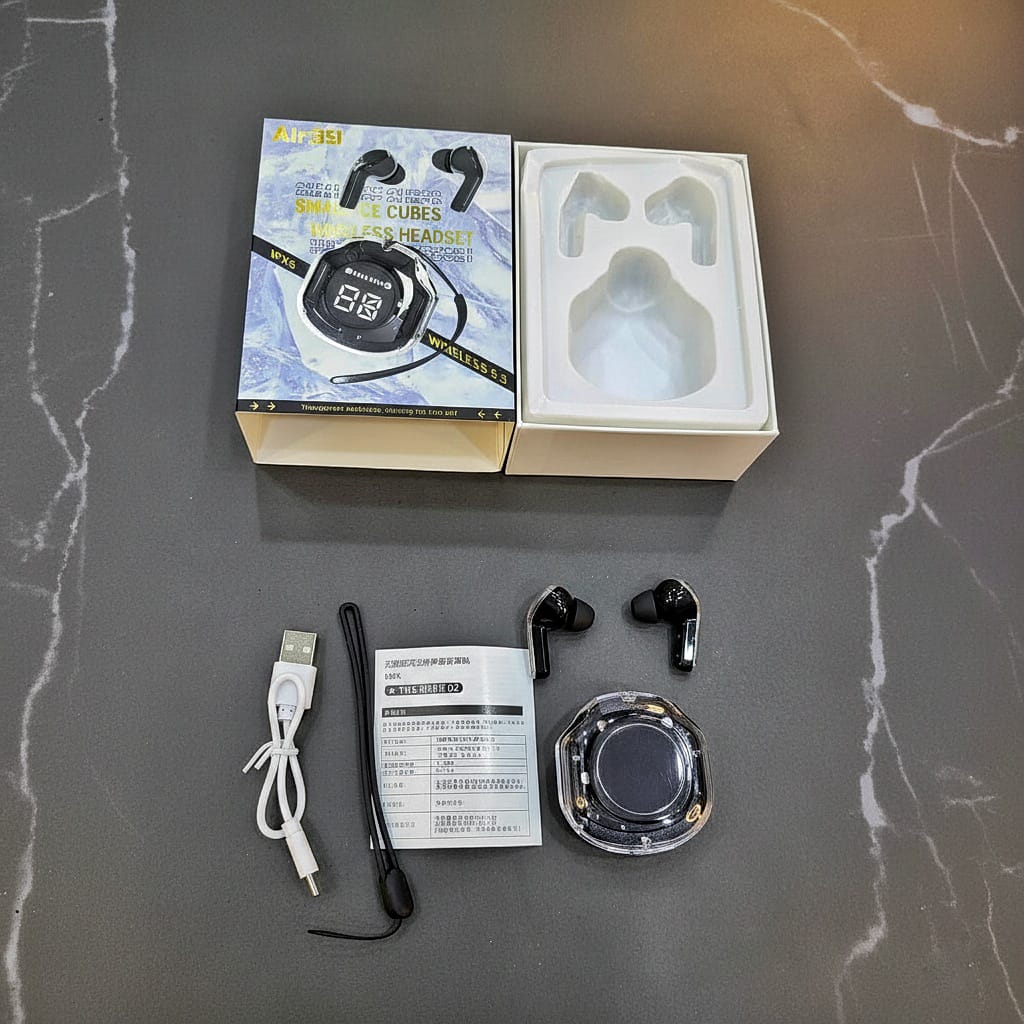 Air 39 Pro Transparent Earbuds + Free Pouch.