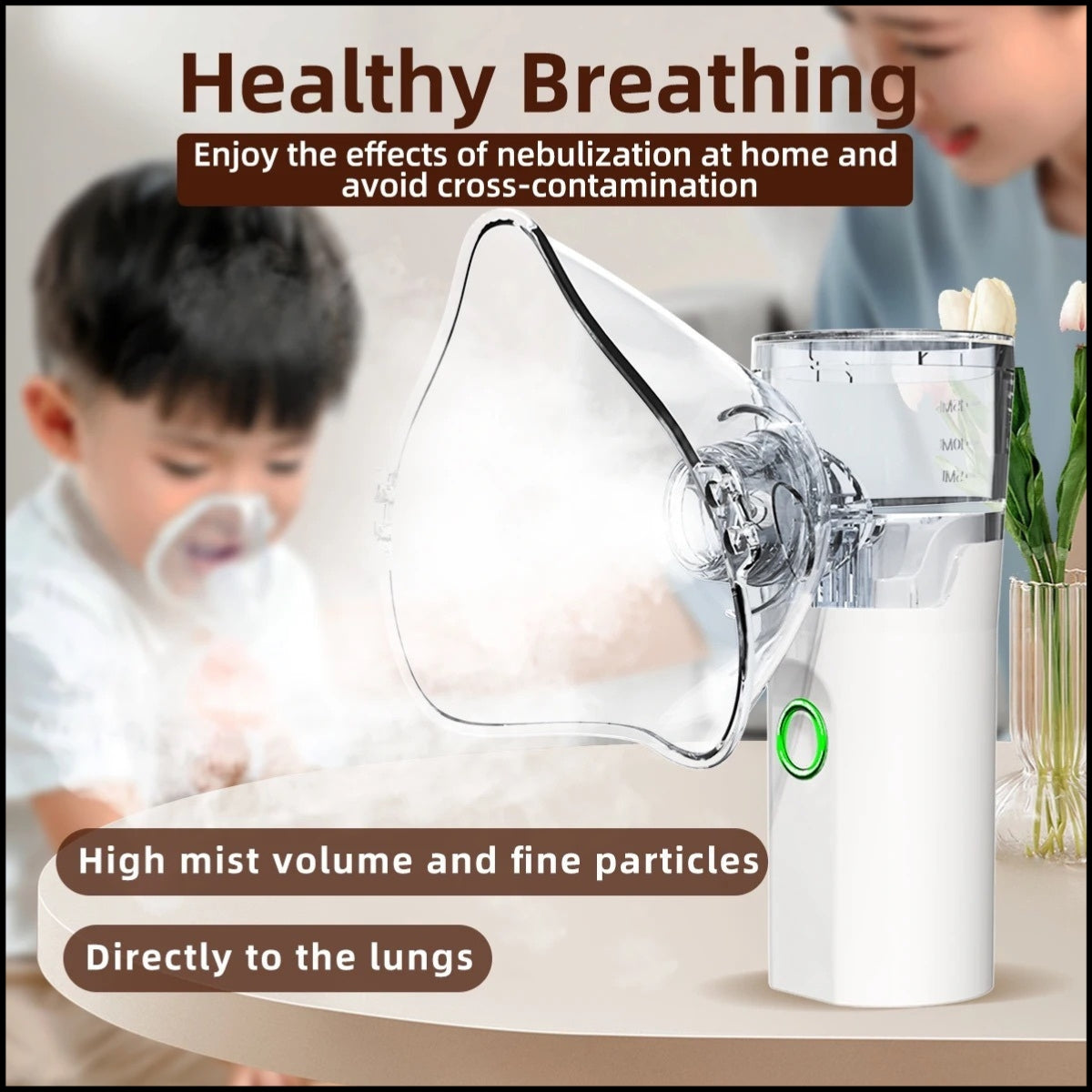 Mesh Portable Nebulizer Machine for Kids & Adults – Mini USB Inhaler, Silent Mist, Easy One-Button Use
