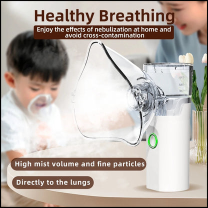 Mesh Portable Nebulizer Machine for Kids & Adults – Mini USB Inhaler, Silent Mist, Easy One-Button Use