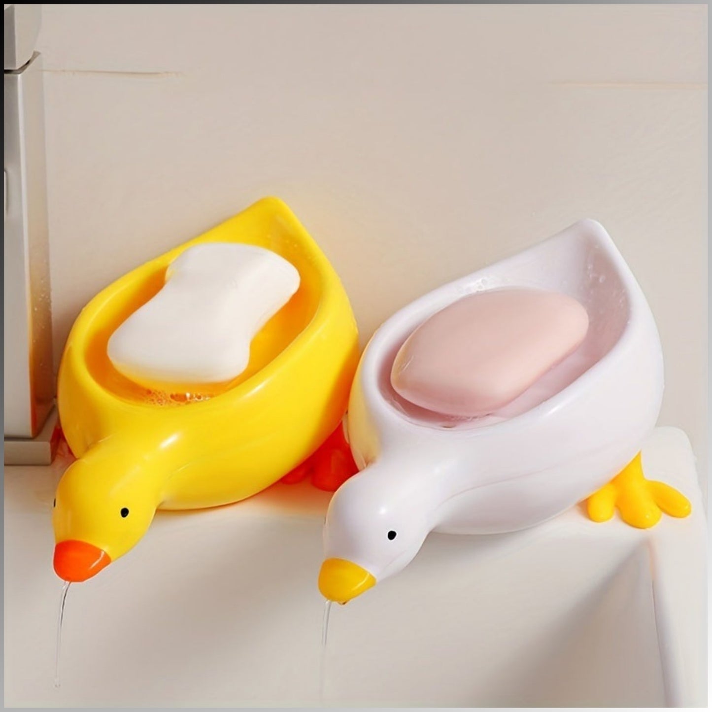 Cute Duck Shape Soap Dish with Drain | Quick Dry Bathroom Soap Holder