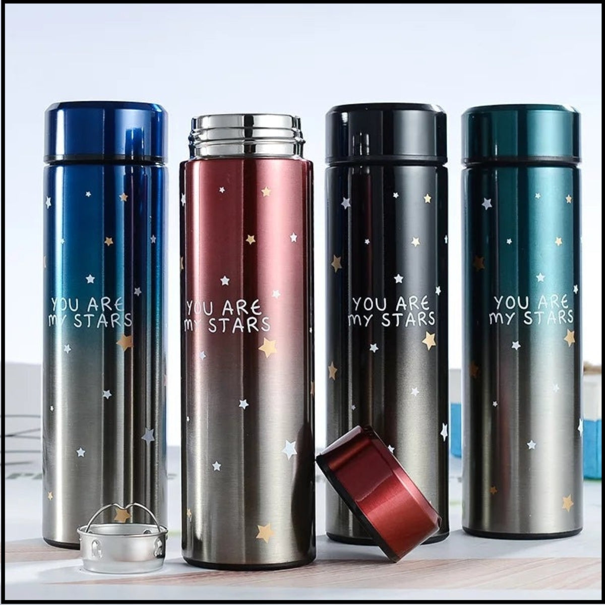 Smart LED Temperature Bottle 500ml – Hot & Cold Stainless Steel Vacuum Flask | Portable Star Design Thermos for Travel, Office & Gym