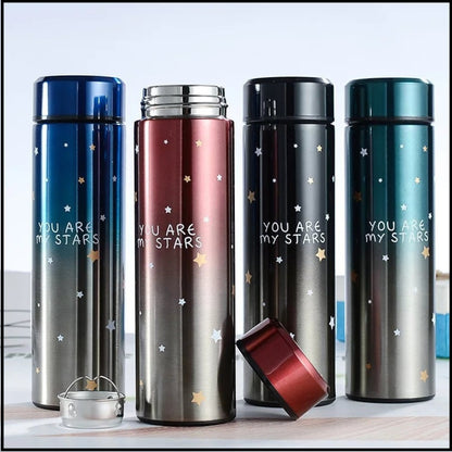 Smart LED Temperature Bottle 500ml – Hot & Cold Stainless Steel Vacuum Flask | Portable Star Design Thermos for Travel, Office & Gym