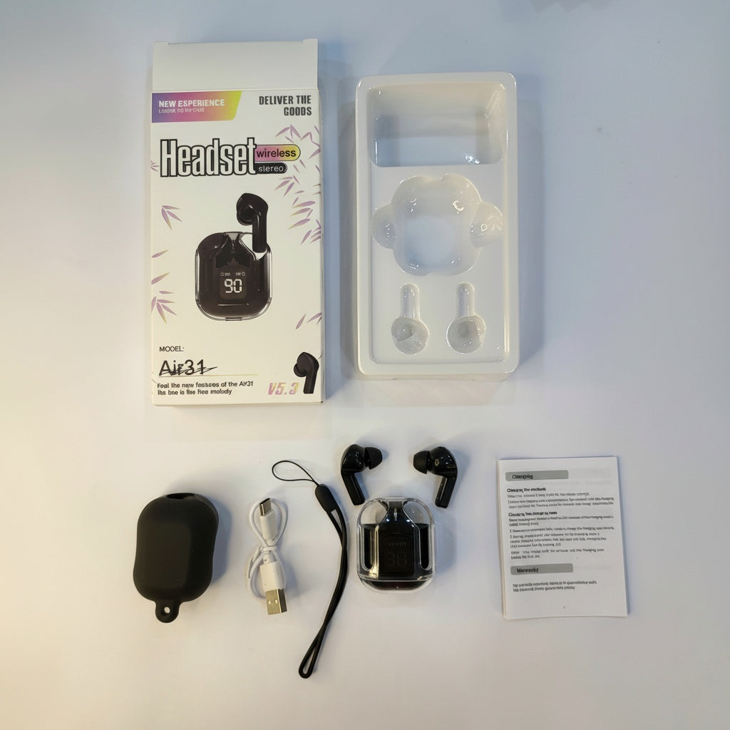 Air31 Transparent Earbuds With Free Pouch.