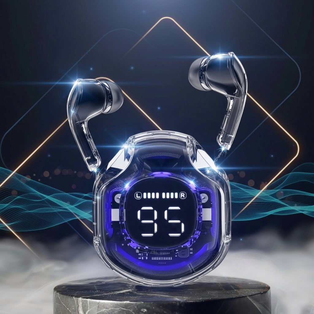 Air39 Transparent Wireless Earbuds – HD Stereo Sound | Bluetooth 5.3 | LED Display