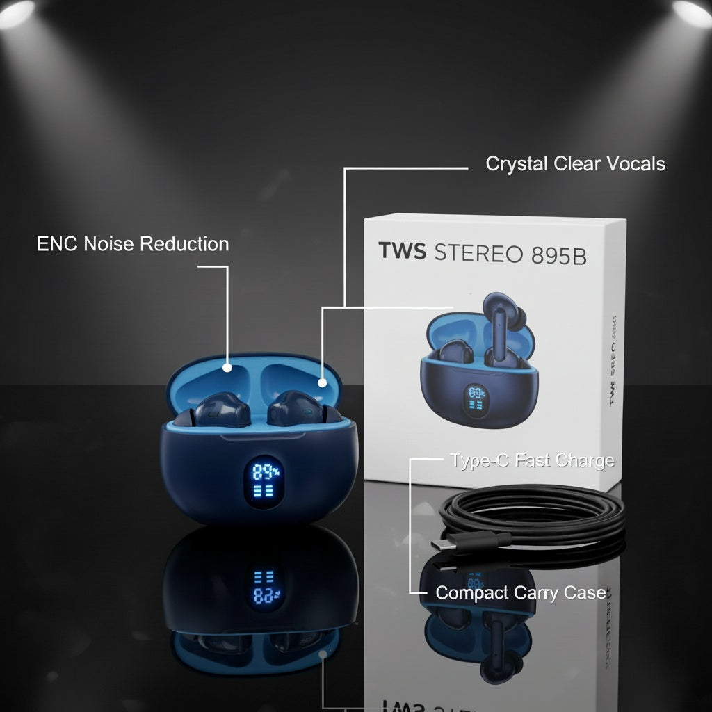 TWS Wireless 895B Earbuds.