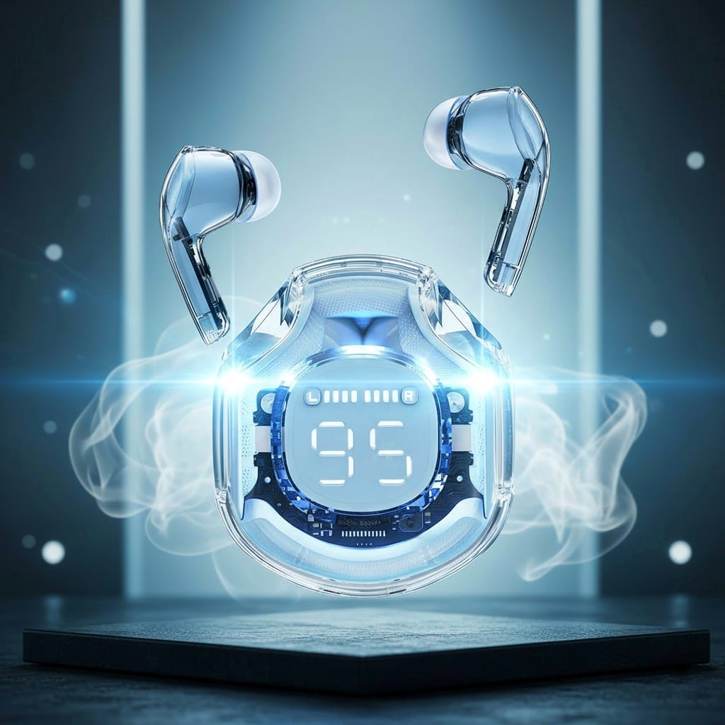 Air 39 Pro Transparent Earbuds + Free Pouch.