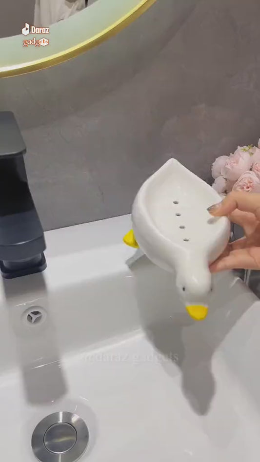 Cute Duck Shape Soap Dish with Drain | Quick Dry Bathroom Soap Holder